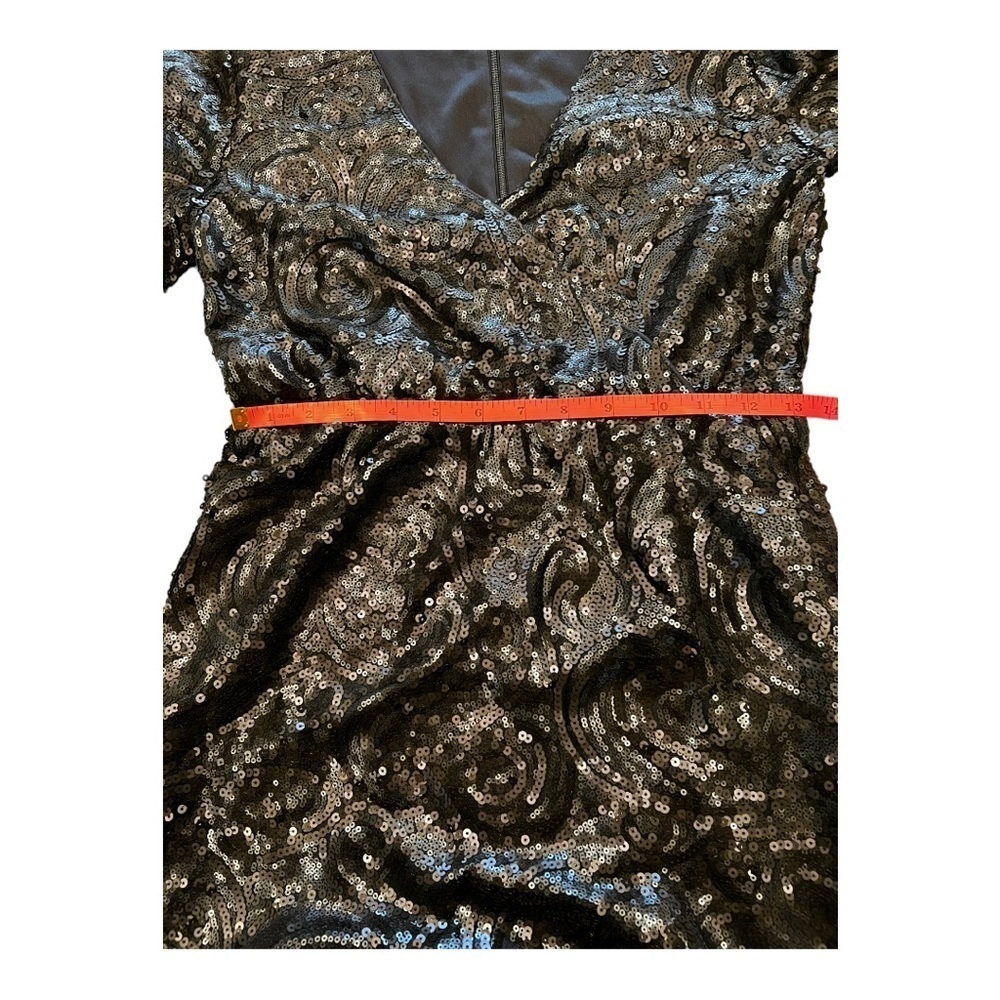 Francesca Women Sequin Dress S Blue Navy Beaded Short Sleeve Party Cocktail - Picture 9 of 12